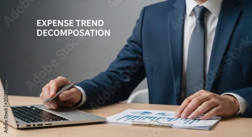 Corporate analyst reviewing financial data and reports at desk, planning business strategy