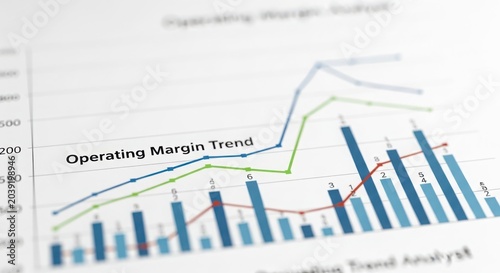 Close-up View of a Financial Report Showing Operating Margin Trend with Upward and Downward Fluctuations