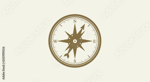 Vintage nautical compass navigation icon with cardinal directions.