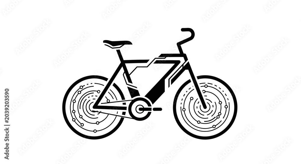 Fototapeta premium Modern electric bicycle vector icon. E-bike illustration representing sustainable urban transport, technology, and eco-friendly mobility.