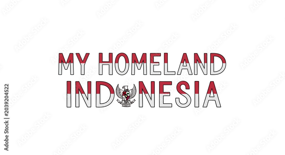 Εκτύπωση καμβά My Homeland Indonesia Text Logo.