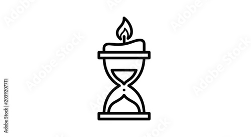 Canvastavla Hourglass with Burning Candle Icon: Time Running Out Concept