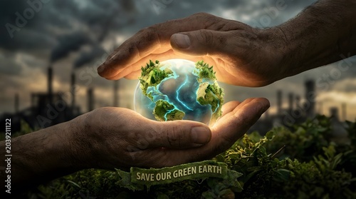 Hands Protecting Earth from Pollution.