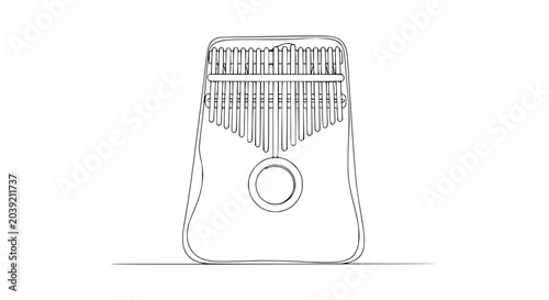 Obraz na plátně Kalimba Thumb Piano Line Art Illustration, African Musical Instrument, Simple Sk