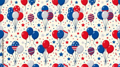 Obraz na plátně Vibrant Patriotic Balloon Pattern with Red, White and Blue Elements for Festive Design