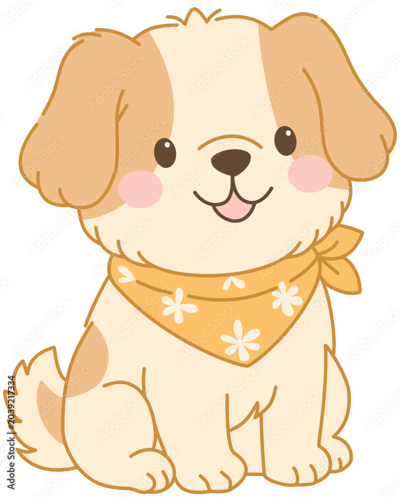 Obraz premium Cute puppy dog sitting with a floral bandana