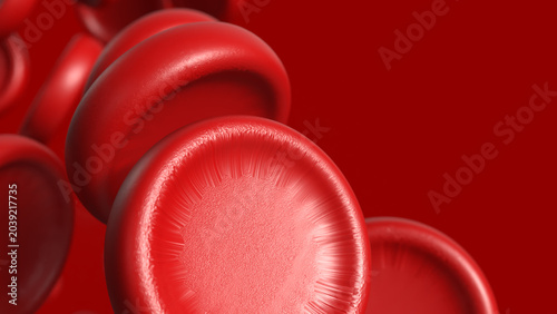 Tableau sur toile Red Blood Cells Flowing Through Artery 3d Render.