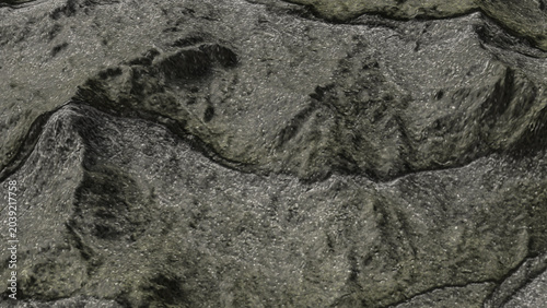 Rugged Dark Stone Surface Texture 3d render.
