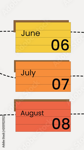 Colorful calendar dates on sticky notes