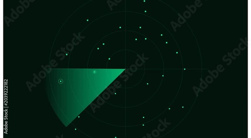 Digital radar screen scanning interface with target animation