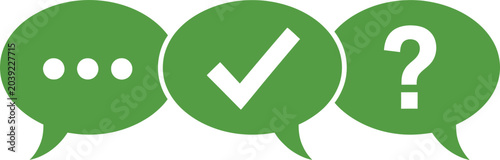 Photos Green speech bubbles with ellipsis check mark and question mark symbols dialogue