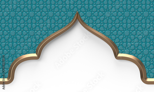 Arabic arch silhouette with luxury geometric border design