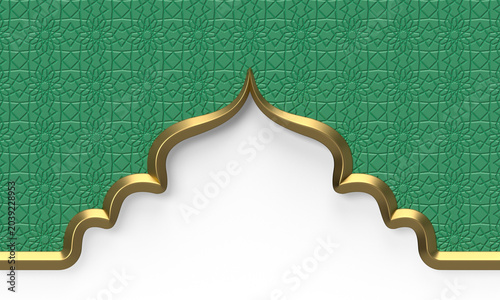 Islamic header footer 3d mosque arch border with ornamental arabic design
