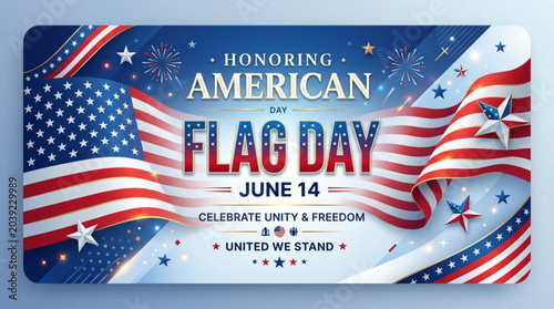 Bild auf Leinwand American flag day june 14 celebrating unity and freedom with patriotic symbols a