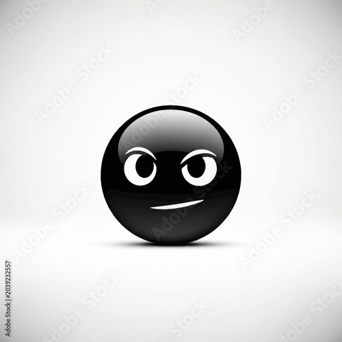 Black Smiling Face Emoticon Closeup.