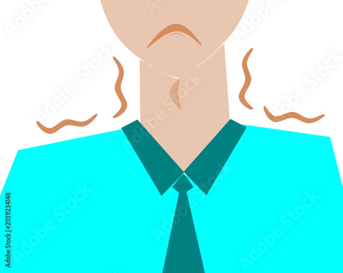 Fotografia Man shivering with fever and chills vector illustration isolated on transparent
