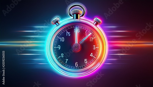 stopwatch neon with speed lines