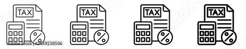 Billede på lærred Tax Calculation Icon Set Different Style Collection