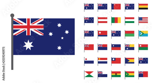 Schilderij op canvas Australian flag among other flags.
