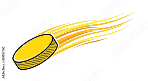 Obraz na plátně Fast Moving Yellow Coin Object.