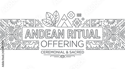 Obraz na plátně Andean Ritual Offering: Ceremonial, Sacred, Indigenous Culture, Line Art