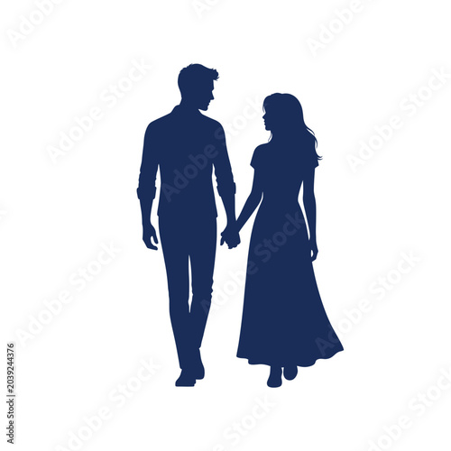 Картината върху платно Man and woman walking hand in hand.