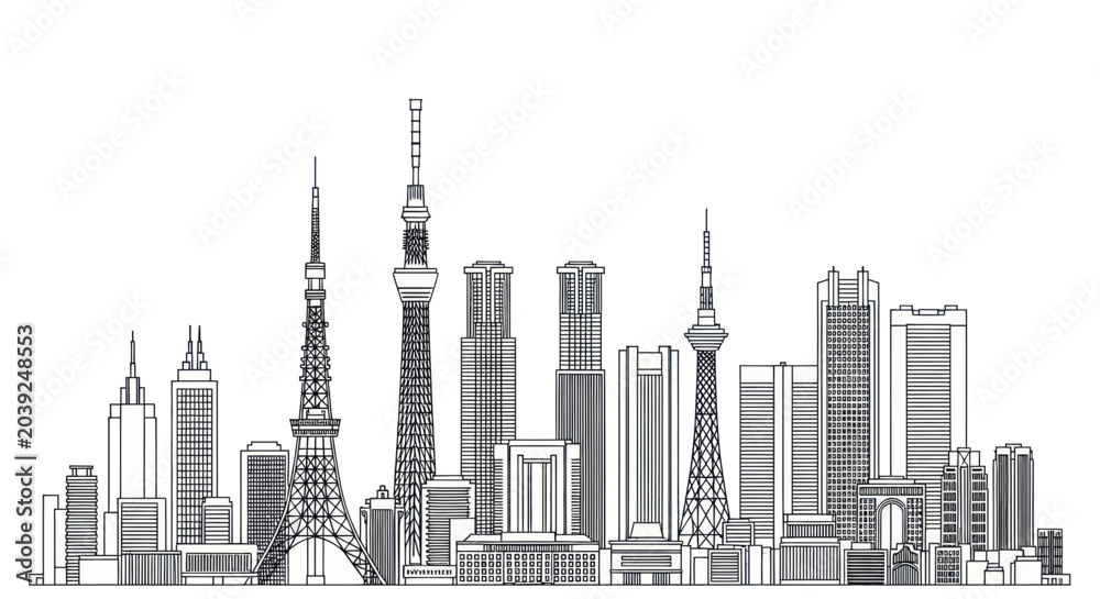 Obraz premium City Skyline with Modern Skyscrapers 2.