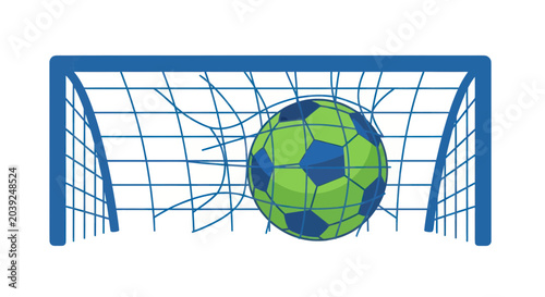 Canvas Print Soccer ball in goal net center.