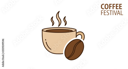 Fotografie Brown coffee cup with steam rising.