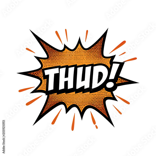 explosion sound effect with thud text impact comic style isolated on transparent background