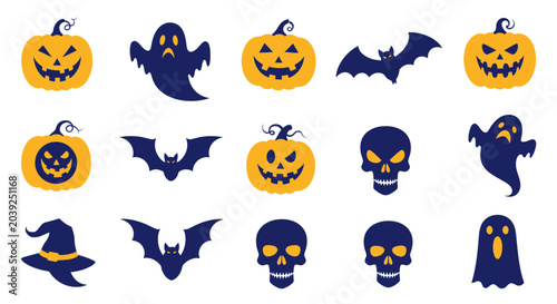 Canvastavla Halloween icons and symbols collection.