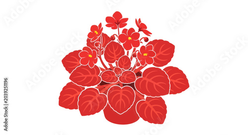 Foto Red Leaves on a Plant Stem.