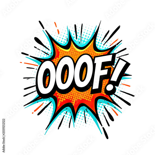 bold comic book explosion with ooof text effect isolated on transparent background