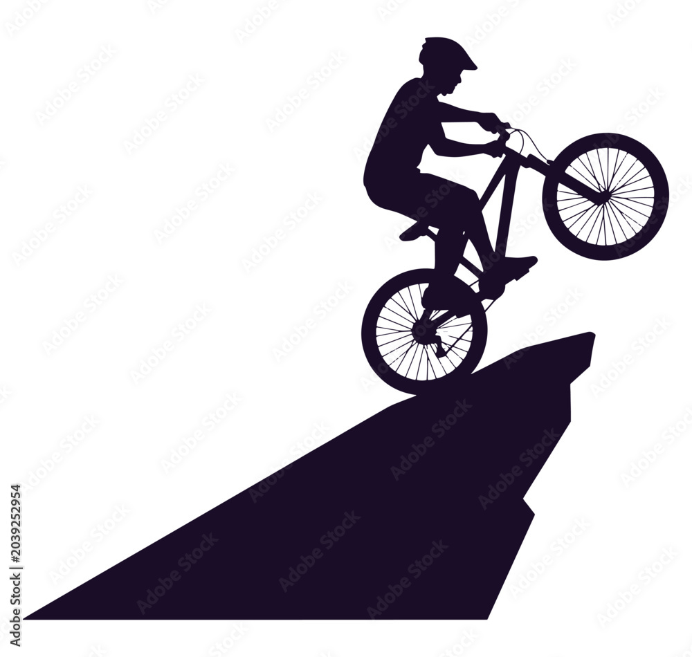 Naklejka premium man riding bicycle on ramp performing tricks extreme sports action