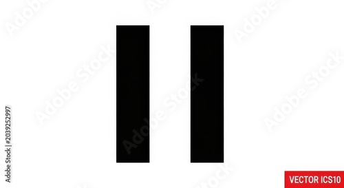 A black pause symbol, consisting of two parallel vertical lines, centered on a plain white background, commonly used in media player controls.