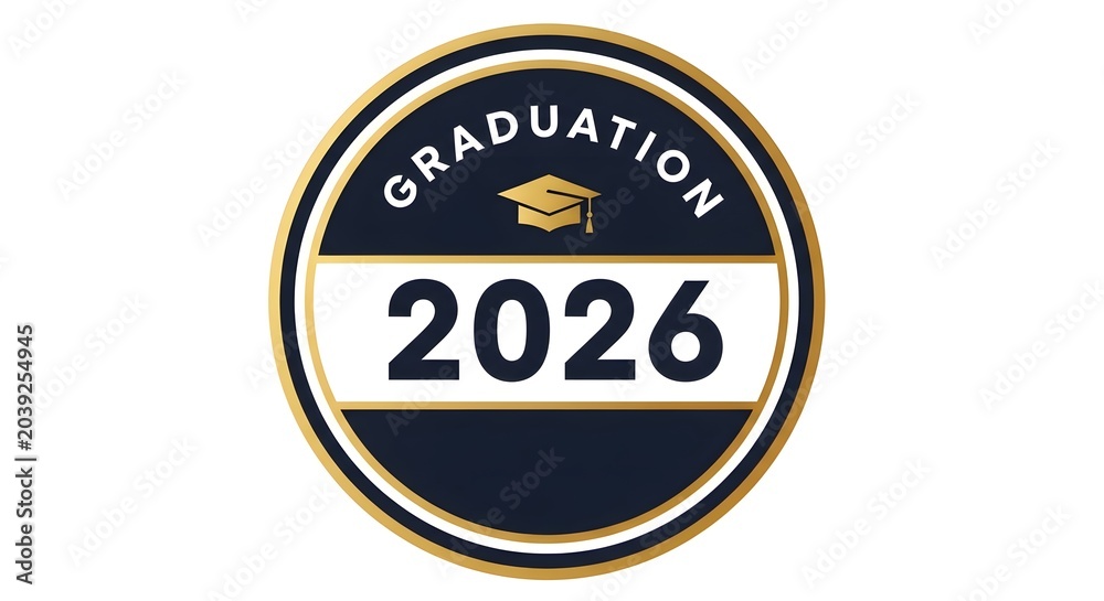 Obraz premium Graduation 2026 emblem with a mortarboard cap icon