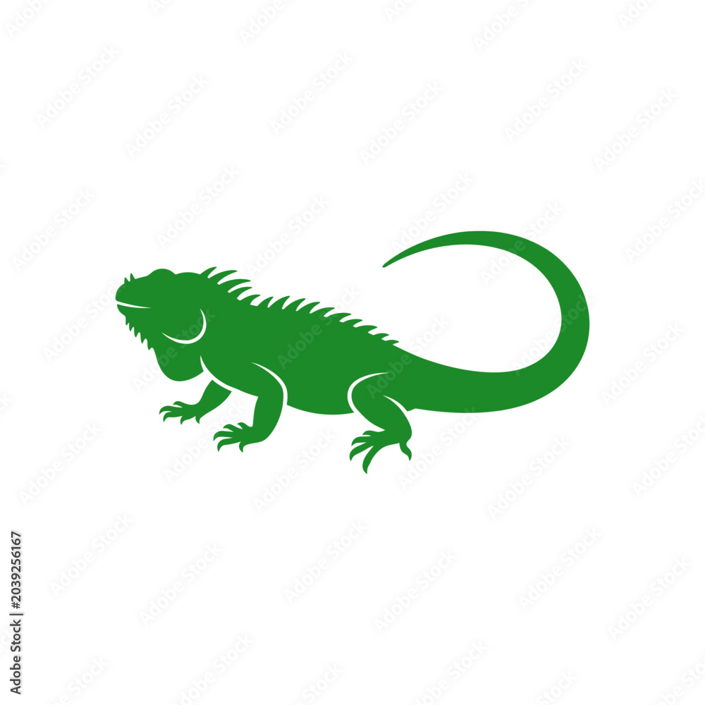 Fototapeta premium Iguana Green Lizard Silhouette Graphic Icon for Tropical Nature Design