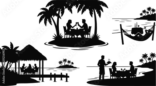 Foto Relaxing tropical resort vacation illustrations