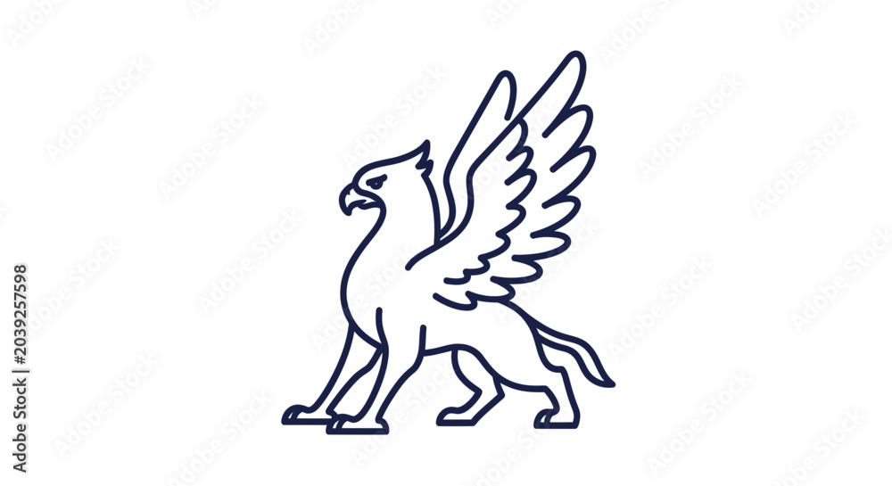 Fototapeta premium Winged mythical creature with lion body.