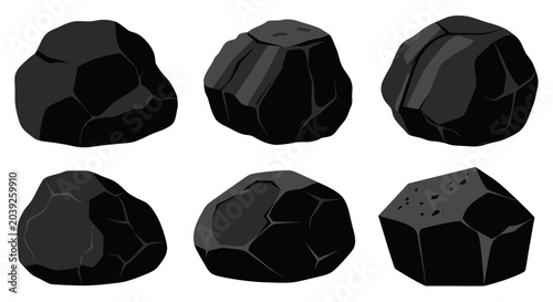 Fotografi Black rocks on white background closeup.