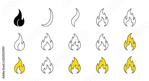 Schilderij op canvas Collection of flame icons and symbols.