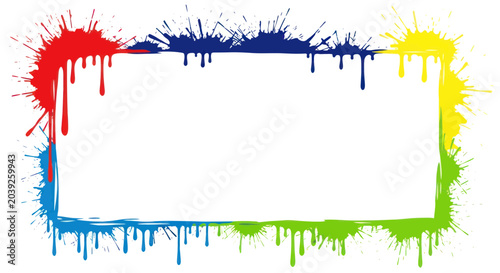 Cuadro en lienzo Colorful paint splatter frame border.