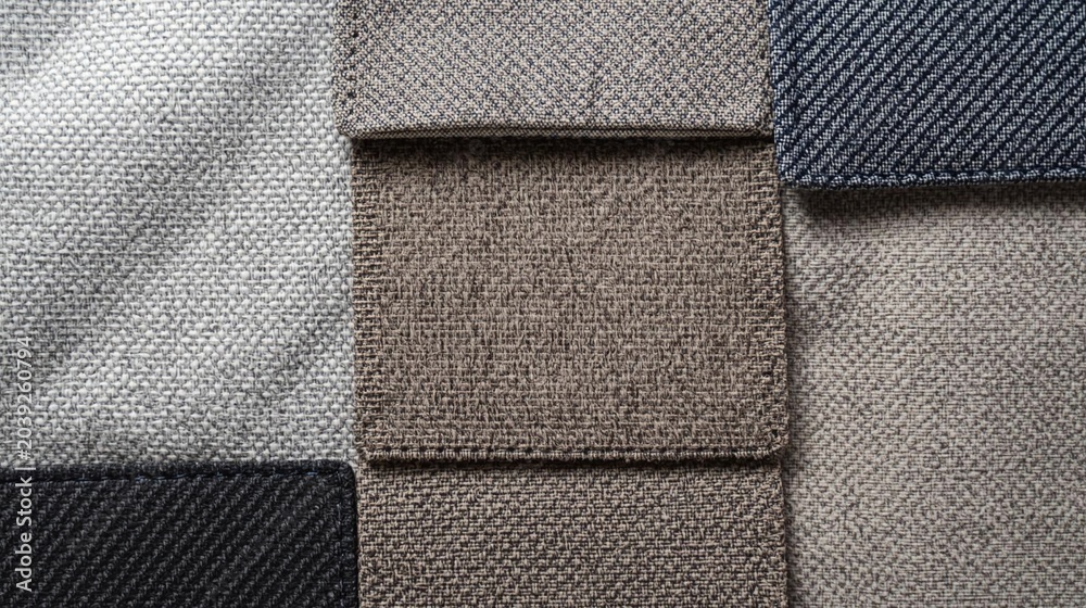 Fototapeta premium Textured Fabric Swatches Collage: Neutral Colors, Modern Textile Samples