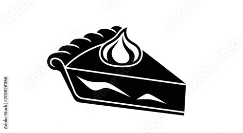 Pie Slice with Whipped Cream Vector Illustration