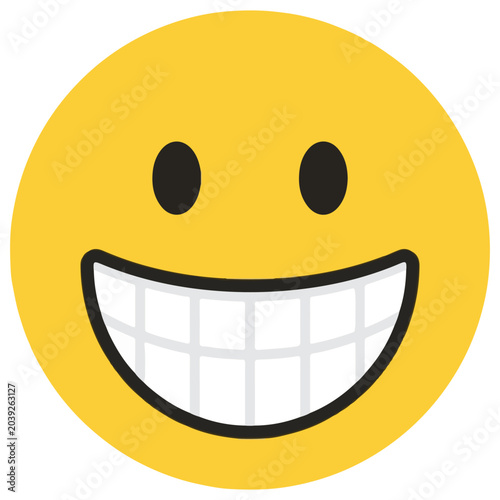 Big grinning emoji face wide smile with visible teeth funny face smiling face icon face art