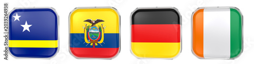 Cuadro en lienzo World Cup 2026 GROUP E flags icon, 3D Render of Germany, Curaçao, Ivory Coast an