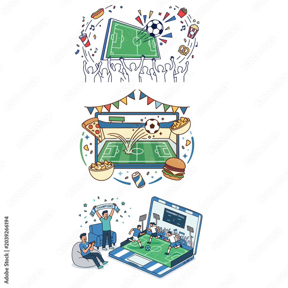 Naklejka premium Football with stadium field and people 