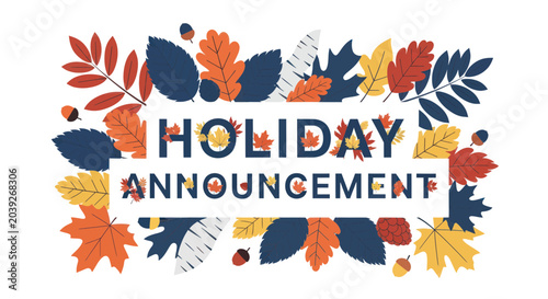 Εκτύπωση καμβά Holiday announcement sign with leaves.