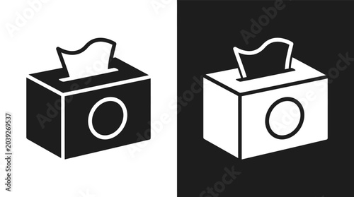 Cuadro en lienzo Monochromatic Tissue Box Icons for Personal Hygiene and Wellness Concepts