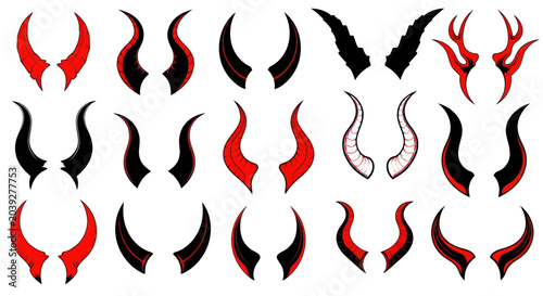 Quadro su tela Collection of various horn shapes designs.